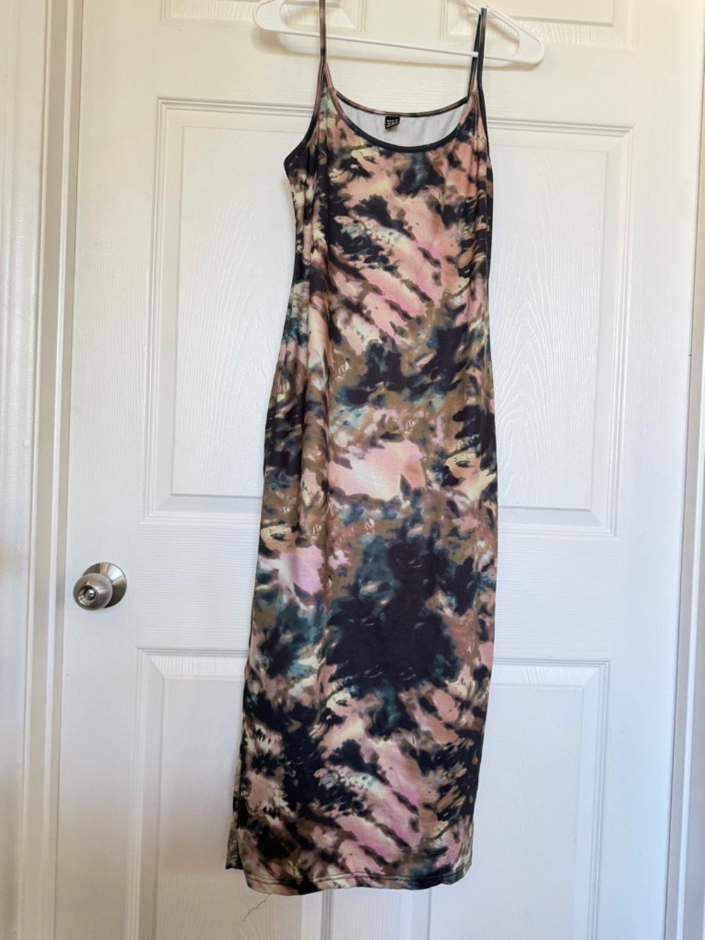 Tie-Dye Bodycon Maxi Dress in Green, Black & Brown - Medium